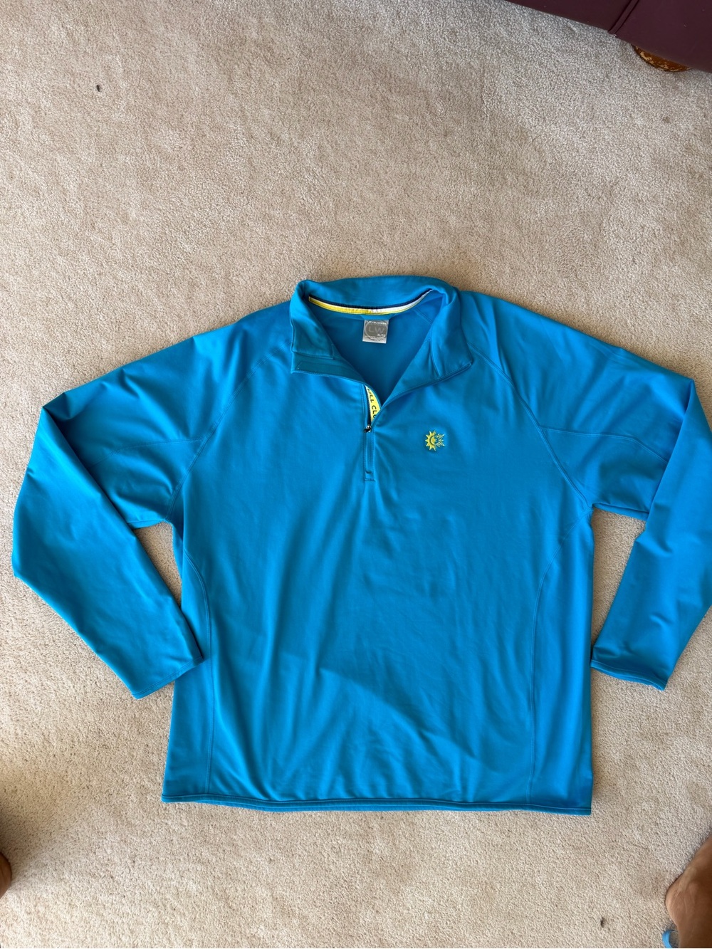 Levelwear Teal Quarter-Zip Pullover with Yellow Trim